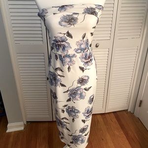 Misguided Floral Print Strapless Sheath Dress